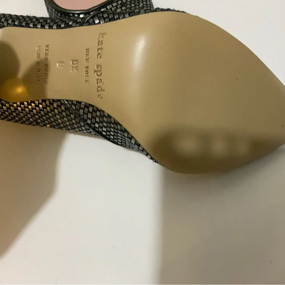 NWOB Kate Spade textured metallic woven heel 8.5 B